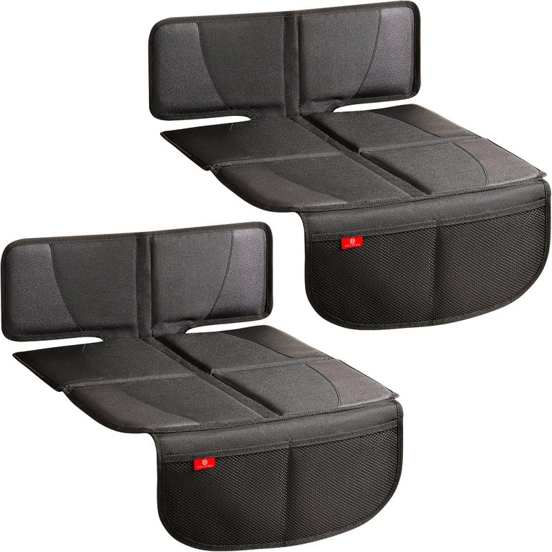 Helteko Car Seat Protector - 2 Pack Seat Mat for Under Child Booster Carseat, Seat Cover Protector from Waterproof & Stain Resistant Thickest Padding Material for Leather and Fabric Seats, Black - Image 1