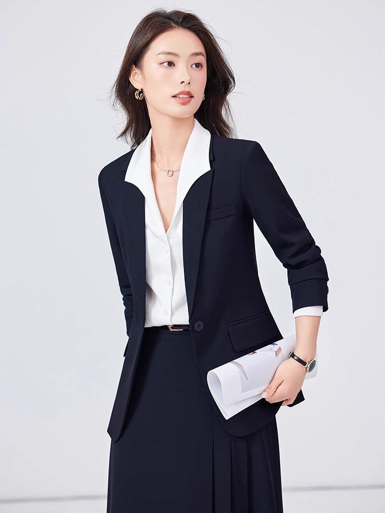 Professional Suit Suit Women High Sense Workplace Dress Temperament Goddess Fan Black Suit Jacket - Image 2