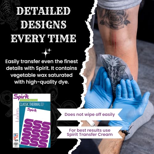 Spirit® Brand Tattoo Transfer Paper Freehand Thermal for Stencils, 8.5" x 14" - 100 Sheets, Certified Vegan, Proudly made in the USA - Image 2