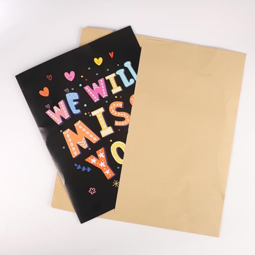 Gosknor Jumbo Farewell Greeting Card, 11x17.3in Large Giant We Will Miss You Gift Going Away Card with Envelope Coworkers Goodbye Good Luck for Colleague Friends Leaving Big Gift (Black) - Image 4