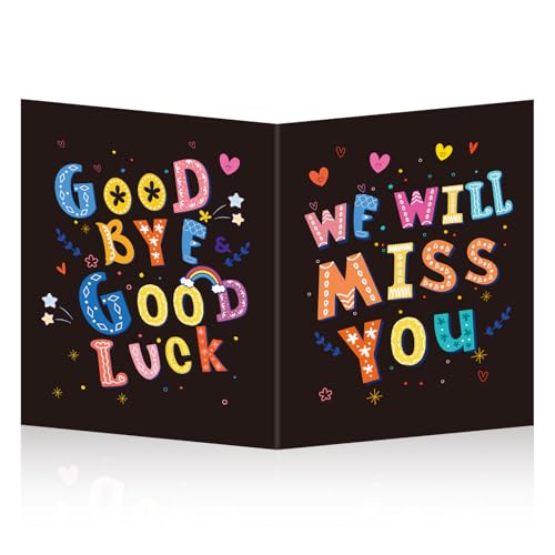 Gosknor Jumbo Farewell Greeting Card, 11x17.3in Large Giant We Will Miss You Gift Going Away Card with Envelope Coworkers Goodbye Good Luck for Colleague Friends Leaving Big Gift (Black) - Image 1