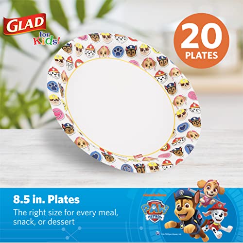 Glad for Kids Paw Patrol Emoji Paper Plates, 20 Count, 8.5 Inches | Paw Patrol Plates for Kids | Heavy Duty Disposable Soak Proof Microwavable Paper Plates for All Occasions - Image 2
