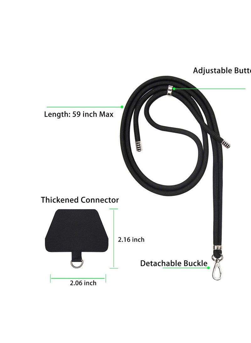 Phone Lanyard, Universal Cell Phone Lanyard with Adjustable Nylon Neck Strap, Phone Tether Safety Strap Compatible with Most Smartphones with Full Coverage Case (Black)  - Image 3