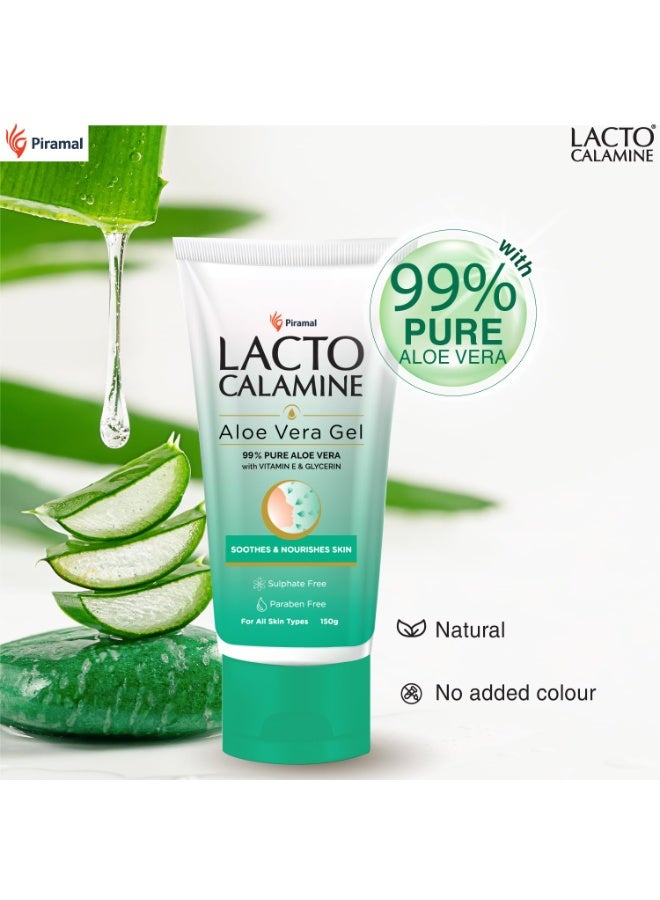 Lacto Calamine Aloe Vera Gel For Face | 150g Each - Pack of 2 | Moisturizer For Face With 99% Pure Natural AloeVera, Vitamin E & Glycerin For Hydrating Skin, Body & Hair | No Parabens, No Sulphates - Image 5