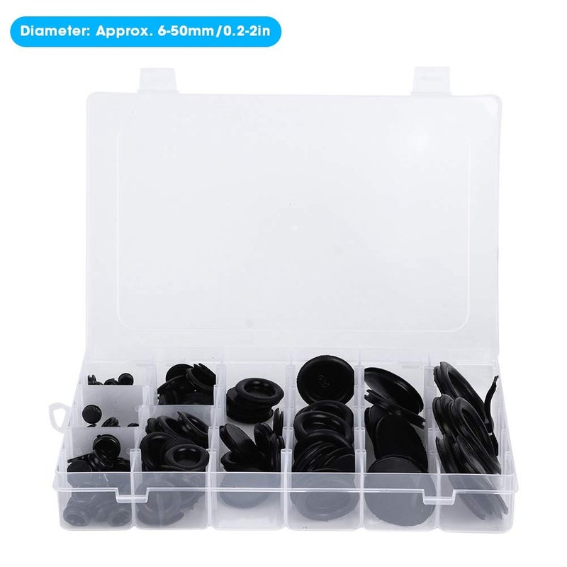 130Pcs Black Rubber Grommet Rings Assortment For Wire Cable Protection 6 50mm - Image 3