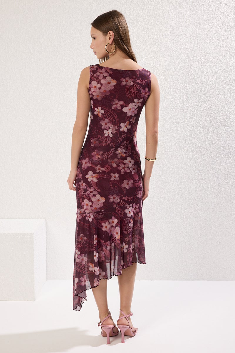 trendyol Multicolor Asymmetrical Bodycone/Body Sitting Midi Knitted Dress - Image 4