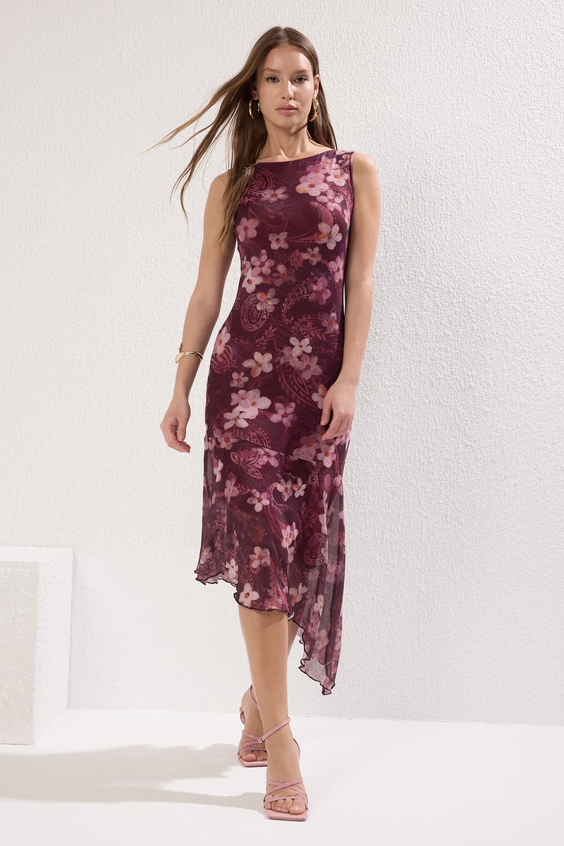 trendyol Multicolor Asymmetrical Bodycone/Body Sitting Midi Knitted Dress - Image 1