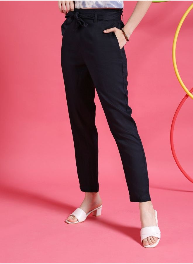 Freehand Women Tapered Solid High-Rise Pants  - Image 3