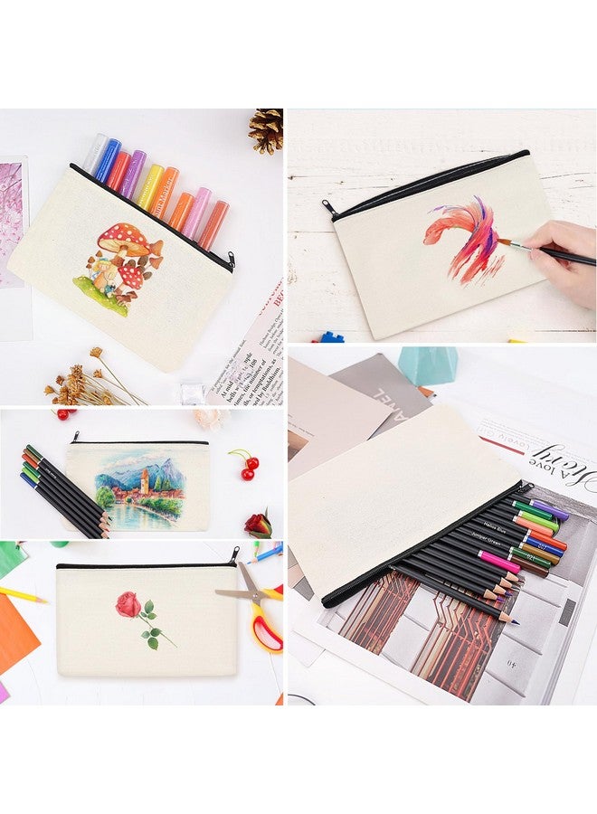 HTVRONT Blank Canvas Makeup Bags 10/20 Pack, Sublimation Blanks Cosmetic Bags, DIY Heat Transfer Canvas Pen Case Pencil Bags, Beige Multi-Purpose Travel Toiletry Zipper Bags (8.3 × 5 Inch), beige, Polyester Cotton Bags - Image 4