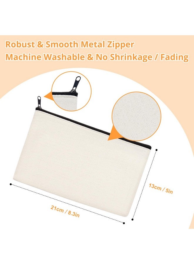 HTVRONT Blank Canvas Makeup Bags 10/20 Pack, Sublimation Blanks Cosmetic Bags, DIY Heat Transfer Canvas Pen Case Pencil Bags, Beige Multi-Purpose Travel Toiletry Zipper Bags (8.3 × 5 Inch), beige, Polyester Cotton Bags - Image 2