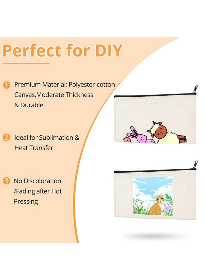 HTVRONT Blank Canvas Makeup Bags 10/20 Pack, Sublimation Blanks Cosmetic Bags, DIY Heat Transfer Canvas Pen Case Pencil Bags, Beige Multi-Purpose Travel Toiletry Zipper Bags (8.3 × 5 Inch), beige, Polyester Cotton Bags - Image 5