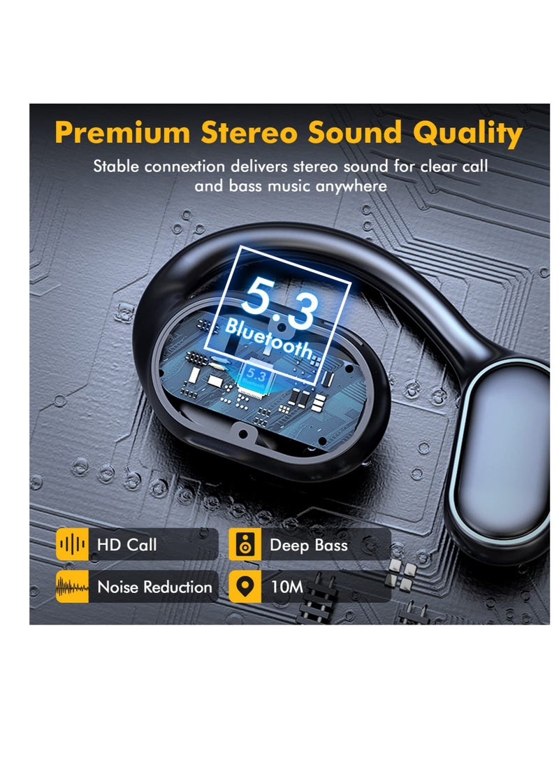 Wireless Earbuds Bluetooth Earphones, with Wireless Charging Case, Bone-conduction Over-Ear Headphones with Earhooks, Built in Noise Cancellation Mic, IP5 Waterproof for Sports Running - Image 3