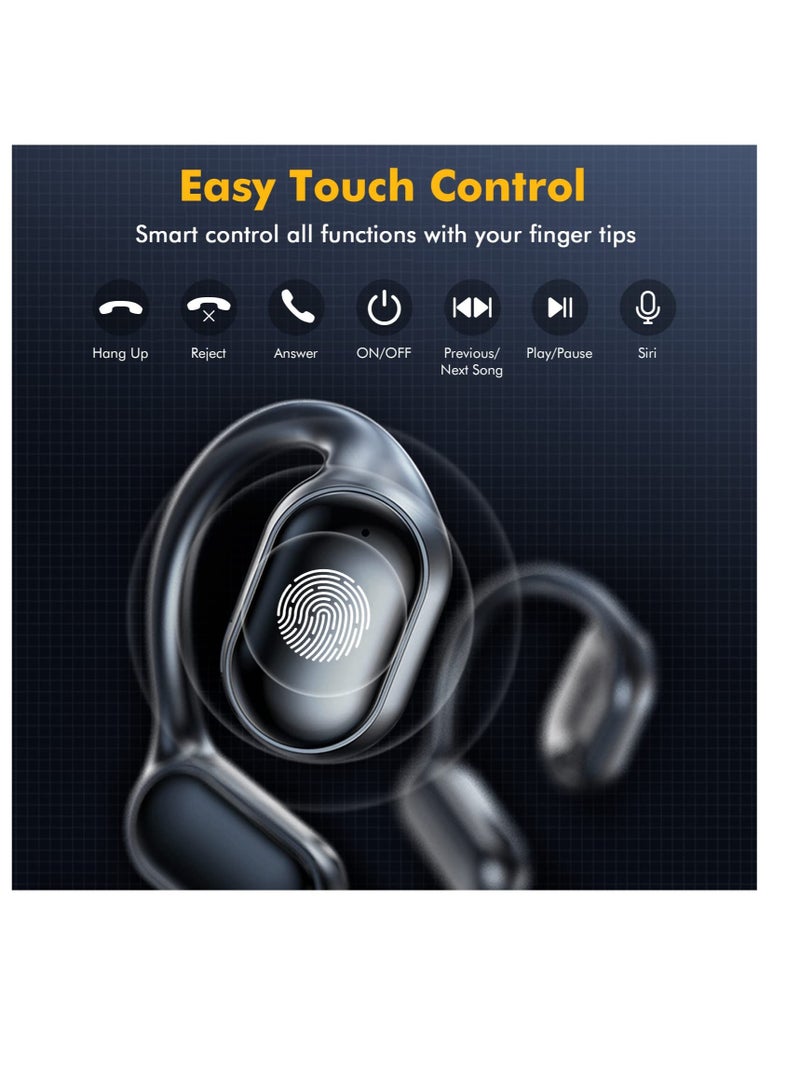 Wireless Earbuds Bluetooth Earphones, with Wireless Charging Case, Bone-conduction Over-Ear Headphones with Earhooks, Built in Noise Cancellation Mic, IP5 Waterproof for Sports Running - Image 5