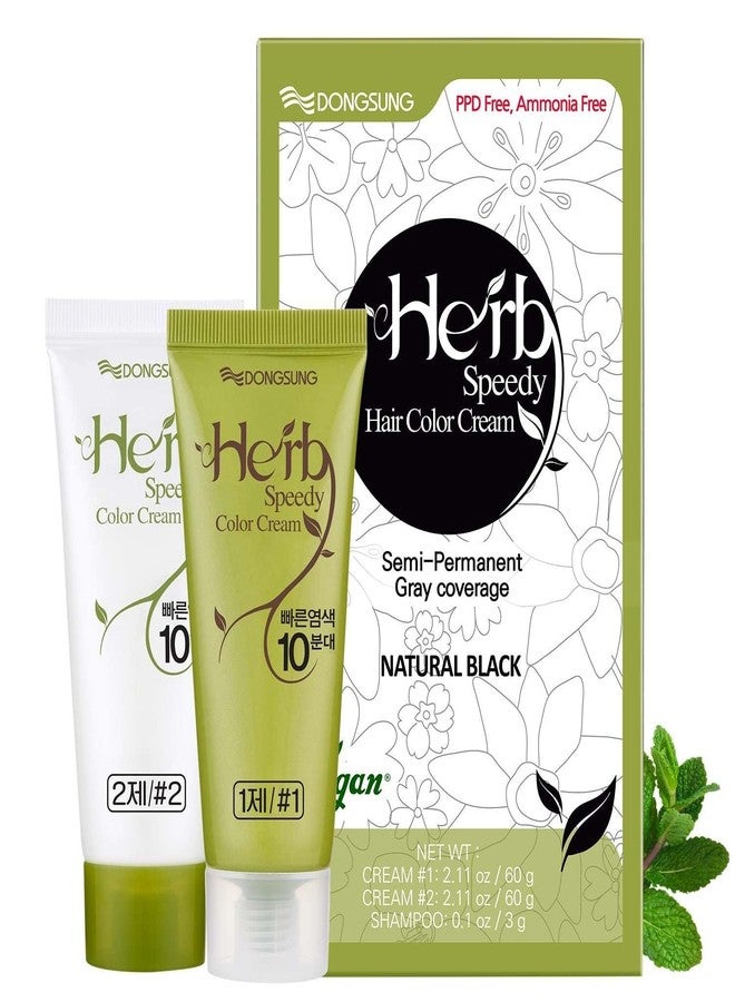 Herb Speedy Dongsung Herb Speedy Semi-Permanent Color Cream (Natural Black, 1 Pack), PPD-Free Ammonia-Free Vegan Hair Dye with Sun Protection, Odorless, Gentle for Sensitive Scalp, No Eye or Scalp Irritation - Image 1