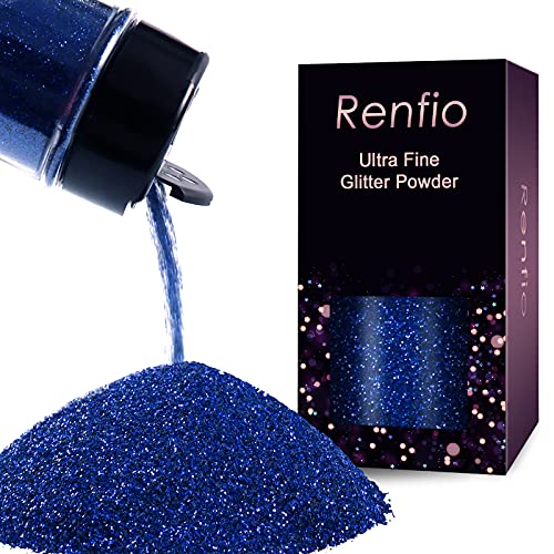 Renfio Ultra Fine Glitter Powder Metallic Resin Glitter 2.11 Oz (60g) PET Flakes Crafts Sequins 1/128" Blue Glitter Epoxy Chips Flakes for Tumblers Slime Decoration - Sapphire Blue - Image 1