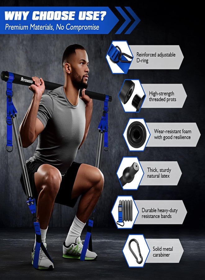 Ayombo Pilates Bar Kit with Resistance Bands, Heavy Duty Pilates Equipment for Men, Multifunctional Workout Equipment for Legs, Hip, Waist Back, Arm, Abs, Chest, Shoulders, Full Body Exercise at Home Gym - Image 3