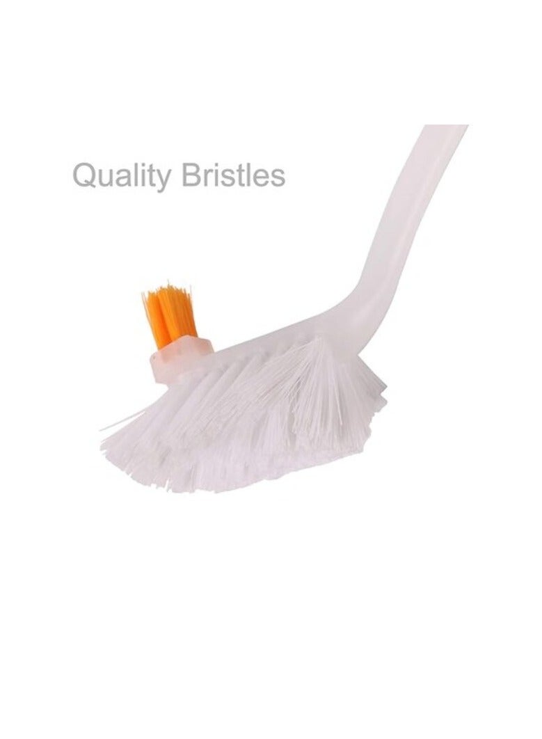 كلاسي تاتش فرشاة/فرشاة بلاستيكية بمقبض مانع للانزلاق لتنظيف الأطباق والمقالي والأواني وحوض المطبخ (أصفر وأبيض) - Image 3