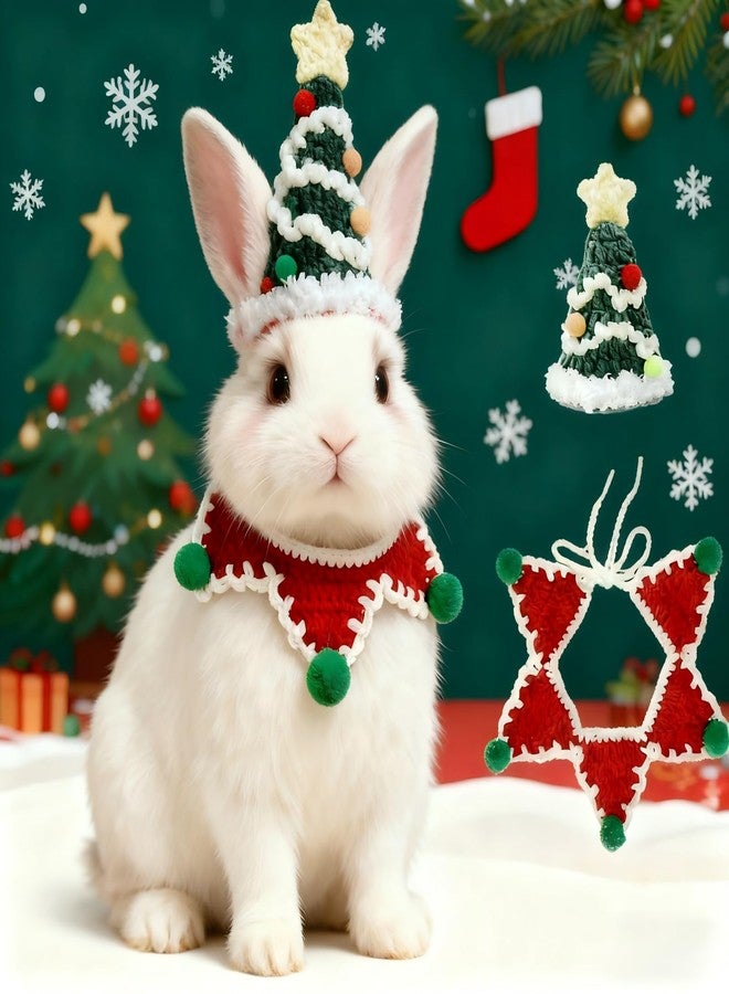 MITOCAPY Christmas Cat Costume,Handmade Dog Outfit with Christmas Tree Cat Hat,Knitted Dog Costume,Adjustable Fit Five-Pointed Star Clothes, for Dogs,Rabbits - Image 3