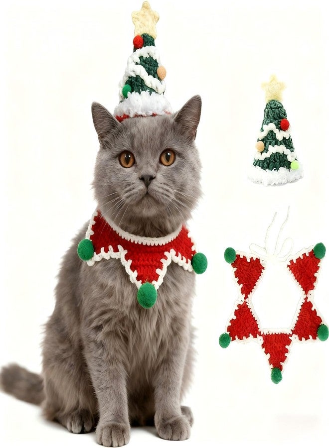 MITOCAPY Christmas Cat Costume,Handmade Dog Outfit with Christmas Tree Cat Hat,Knitted Dog Costume,Adjustable Fit Five-Pointed Star Clothes, for Dogs,Rabbits - Image 2