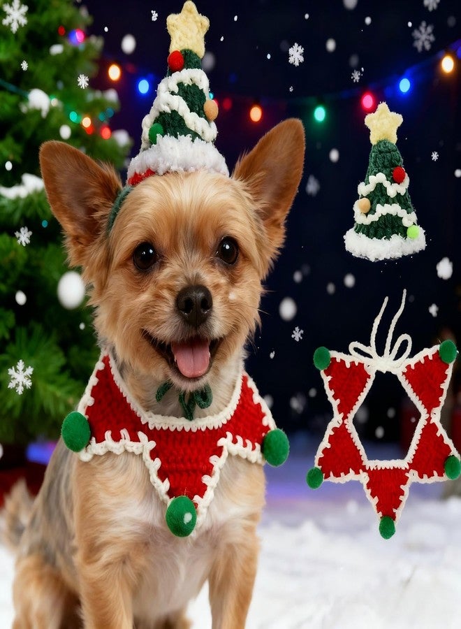 MITOCAPY Christmas Cat Costume,Handmade Dog Outfit with Christmas Tree Cat Hat,Knitted Dog Costume,Adjustable Fit Five-Pointed Star Clothes, for Dogs,Rabbits - Image 4
