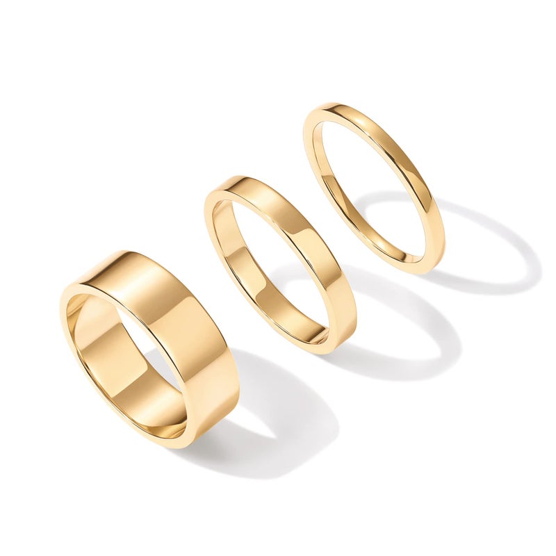 PAVOI 18K Gold Plated Stacking Rings Set for Women (Yellow Gold, Size 8) - Image 1