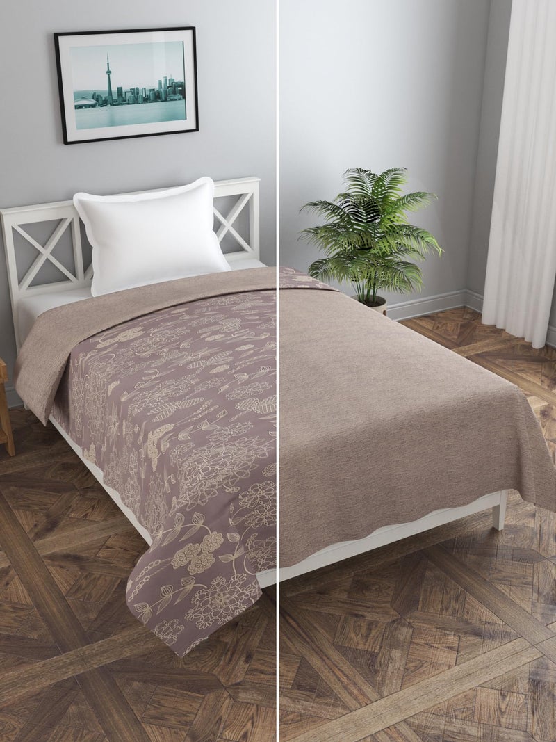 MORADO Glace Cotton 210 TC Single Bed Size Reversible Duvet Cover/Quilt Cover/Rajai Cover/Blanket Cover with Zipper (60x90 Inches, Mauve) - Image 1