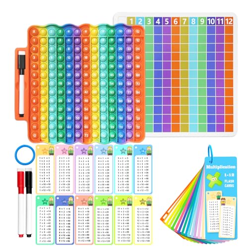 Anemeeoke Multiplication Flash Cards Pop Fidget Multiplication Chart Times Table Educational Flashcard 3rd Grade 4th 5th 6th Grade - Image 1