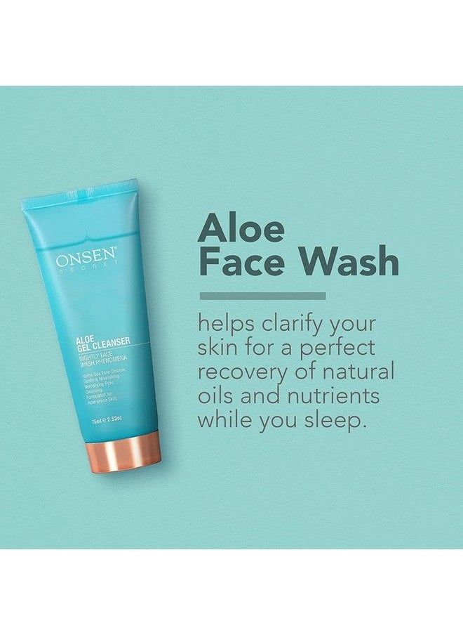 Onsen Secret - Onsen Japanese Face Wash Premium Hydrating Aloe Vera Daily Night Travel Facial Cleanser For Makeup Removal And Dry Skin With Added Hyaluronic Acid Curry Leaf Oil And Vitamin C & E - Image 1