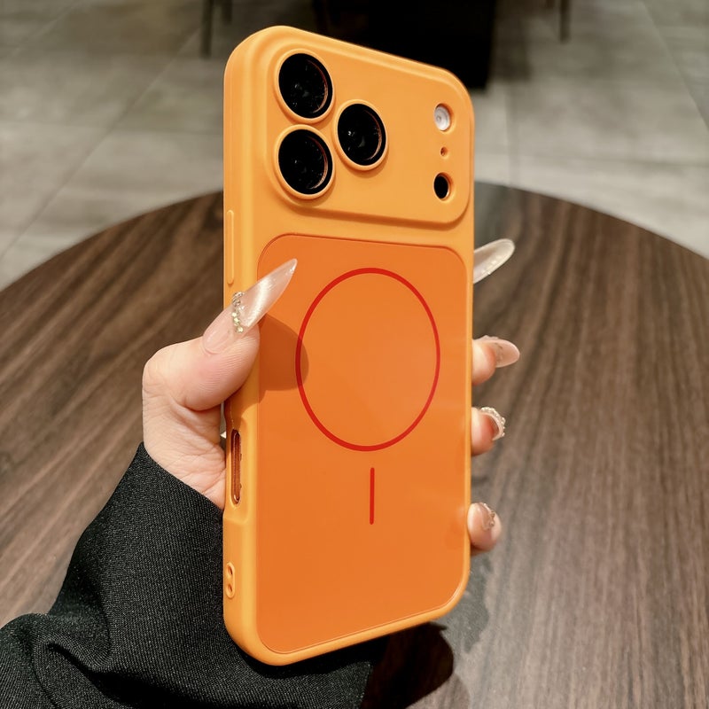 غطاء هاتف لـ iPhone 13 فاخر، حماية مغناطيسية عالية، تصميم بسيط وعصري، مقاوم للخدش، أكريليك شفاف صلب باللون الأبيض، مع حماية للعدسة، غطاء هاتف انسيابي. - Image 2