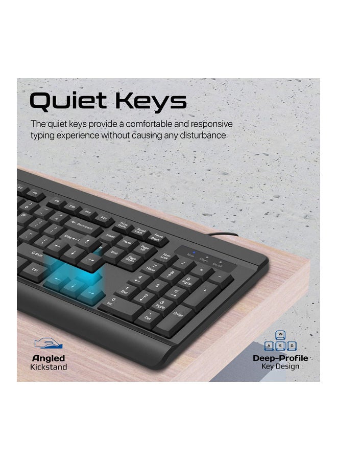 PROMATE Wired Keyboard and Mouse Combo, Ergonomic Slim Full-Size Quiet Keyboard, 1200 DPI Ambidextrous Mouse, Spill-Resistance, Media Keys, Plug and Play for iMac, MacBook Pro, English/Arabic Black - Image 4