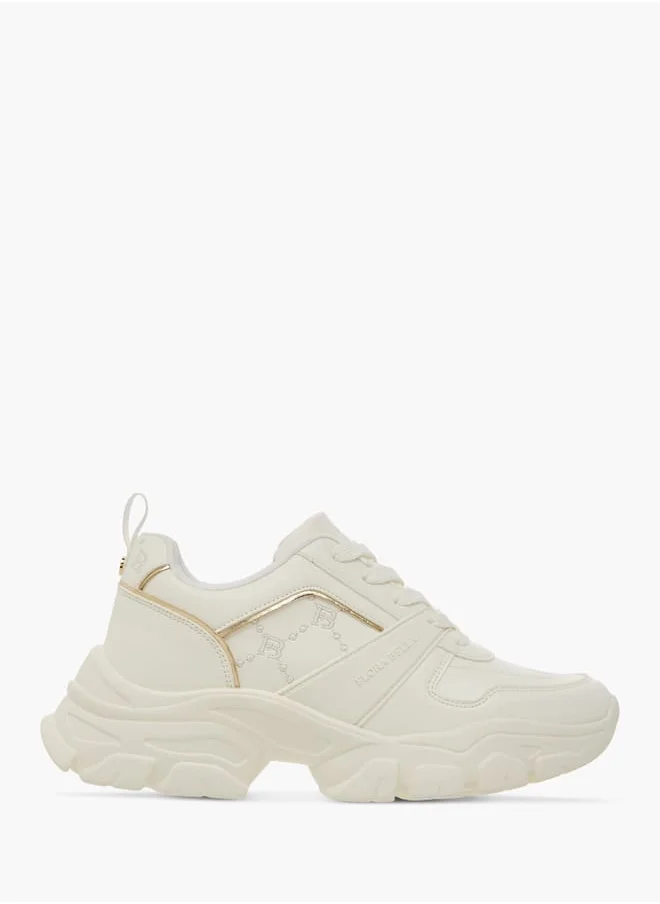 فلورا بيلا من شو إكسبرس Women Logo Embroidered Sneakers with Lace-Up Closure