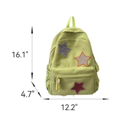 MININAI Corduroy Star Backpack Cute Y2k Preppy Backpack Aesthetic College Laptop Backpack Y2k Accessories for Women (Black) - Image 5