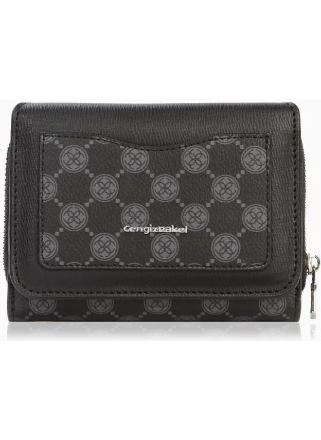 Cengiz Pakel Medium Size Women's Monogram Wallet-Portfolio – 65239Mp – Black
