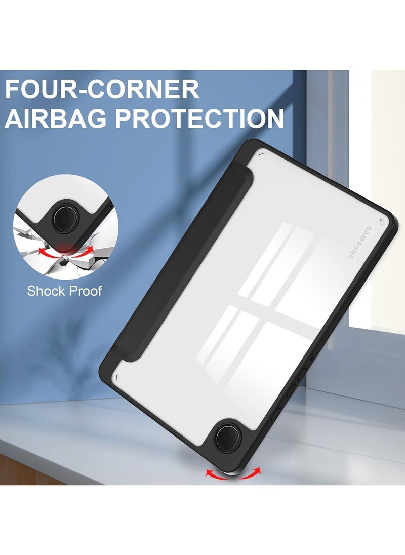 Hybrid Slim Case with Pen Holder for Samsung Galaxy Tab A9 8.7 Inch 2023 Model (SM-X110/X115/X117) Clear Transparent Back Shell, Black - Image 5