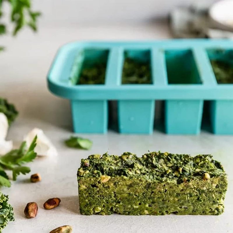 Souper Cubes مكعبات سوبر 1/2 كوب صينية سيليكون للتجميد بغطاء - حاوية تحضير الوجبات السهلة وحل تخزين المطبخ - قالب سيليكون لتخزين الحساء والطعام - أزرق – عبوة واحدة | 100% سيليكون معالج بالبلاتين حاوية تحضير الوجبات للتجميد، آمن للفرن والميكروويف، مثالي لتخزين الحساء والأرز والمزيد - Image 4