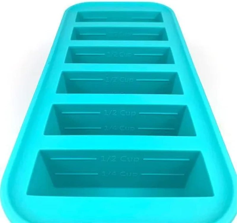 Souper Cubes مكعبات سوبر 1/2 كوب صينية سيليكون للتجميد بغطاء - حاوية تحضير الوجبات السهلة وحل تخزين المطبخ - قالب سيليكون لتخزين الحساء والطعام - أزرق – عبوة واحدة | 100% سيليكون معالج بالبلاتين حاوية تحضير الوجبات للتجميد، آمن للفرن والميكروويف، مثالي لتخزين الحساء والأرز والمزيد - Image 2