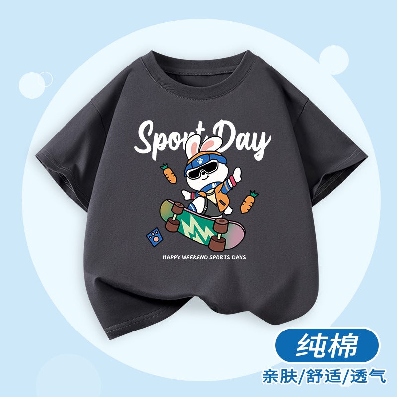 Boys Short-Sleeved T-Shirt New Cartoon Printed Children'S Loose Summer Cotton Breathable Top Boys Casual Children'S Wear - Image 1