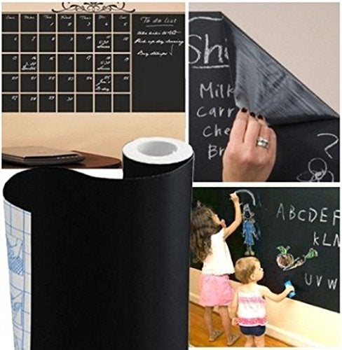 TAKSDAI Chalkboard Wall Sticker 2 Rolls 18" x 79" Wallpaper Peel and Stick Chalk Board Contact Paper DIY Decal Adhesive Blackboard Removable Erasable Vinyl for Wall,Bonus 10 Chalks (2 Rolls 1.5ft.x6.6ft.) - Image 3