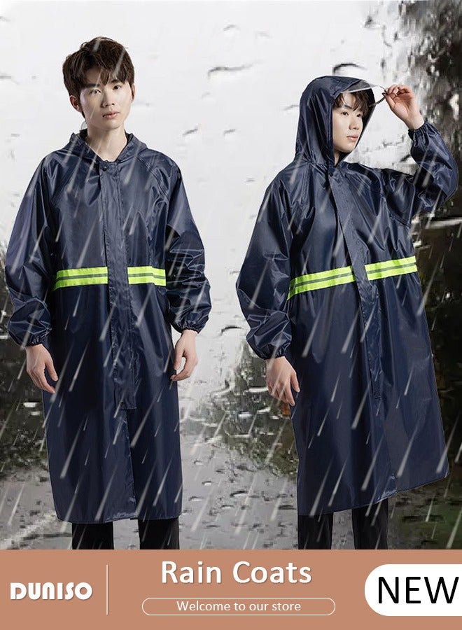 DUNISO Rain Coats for Adults, Reusable Waterproof Long Rain Jacket with Hoods, Reflective One-Piece Raincoat, Lightweight Long Waterproof Rain Ponchos Windbreaker for Hiking Safety Emergency  - Image 1