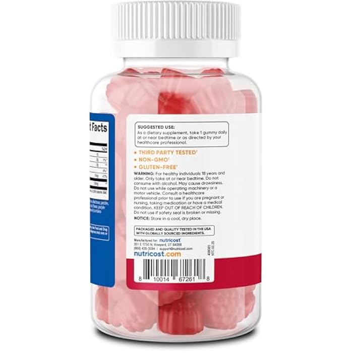 Nutricost Melatonin 10mg, 180 Gummies, Strawberry Flavored - Gluten Free, Non-GMO, No Corn Syrup - Image 4