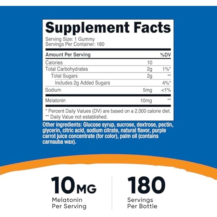 Nutricost Melatonin 10mg, 180 Gummies, Strawberry Flavored - Gluten Free, Non-GMO, No Corn Syrup - Image 2