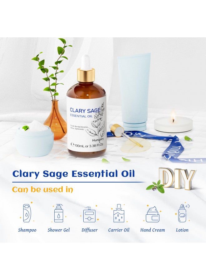 HIQILI HIQILI Clary Sage Oil Essential Oil 3.38 Fl Oz, Premium Sage Essential Oil for Aromatherapy Diffuser -100mL  - Image 5