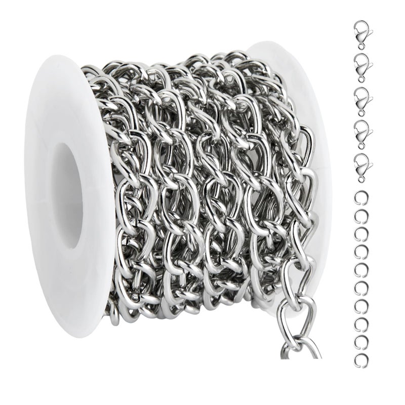 UMAOKANG 6.6 Feet Jewelry Chain for Jewelry Making Stainless Steel Chains Bulk for Men and Women Necklace DIY Jewelry Making Chain Roll - Image 1