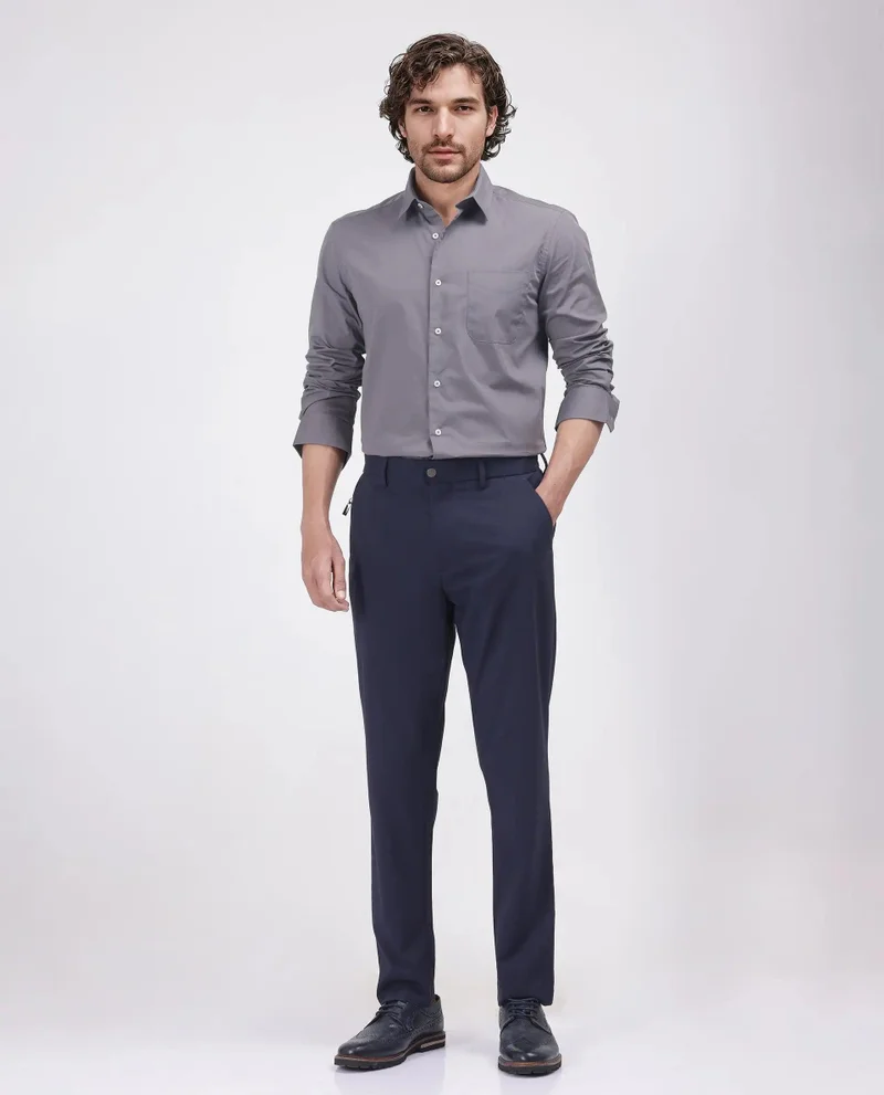 رير رابِت Men's Micro Check Formal Trouser