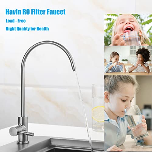 Havin RO Water Filter Faucet,Drinking Water Faucet fits Most Water Filtration System, Kitchen Reverse Osmosis Faucet,Bar Sink Faucet,Filter Tap,Lead-Free Stainless Steel,Non-Air-Gap(Brushed Polished) - Image 2