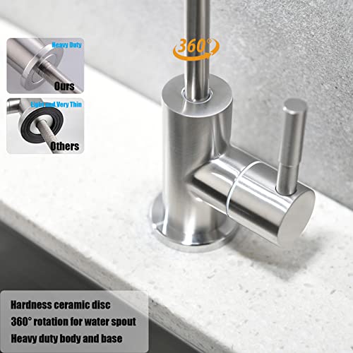 Havin RO Water Filter Faucet,Drinking Water Faucet fits Most Water Filtration System, Kitchen Reverse Osmosis Faucet,Bar Sink Faucet,Filter Tap,Lead-Free Stainless Steel,Non-Air-Gap(Brushed Polished) - Image 5