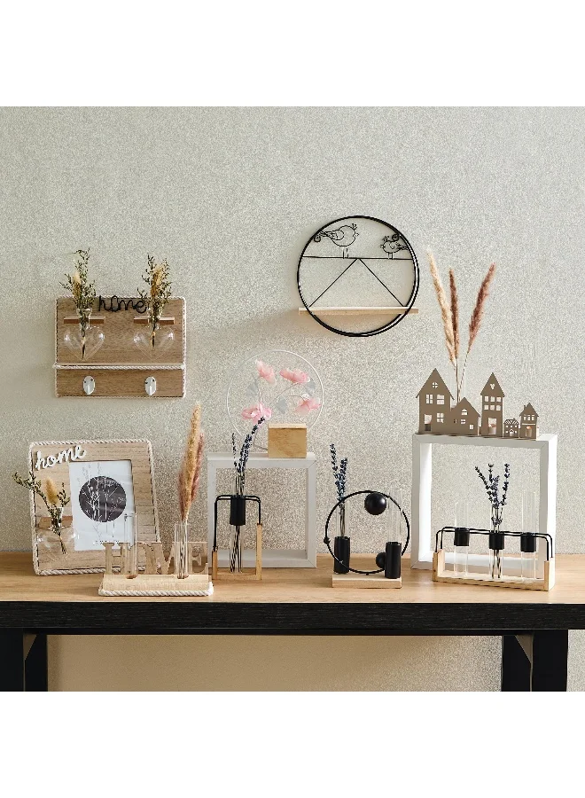 Home Box Wadee Wooden Home Accent with 2 Glass Vases