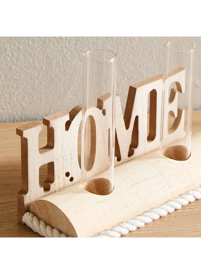 Home Box Wadee Wooden Home Accent with 2 Glass Vases