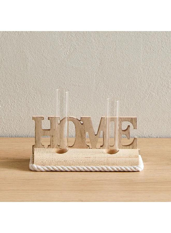 Home Box Wadee Wooden Home Accent with 2 Glass Vases