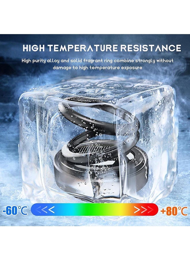 RAYHONG Solar Rotating Car Air Freshener - 5 Pcs Fragrance Refill Pack - Double Ring Solar Energy Car Dashboard Decoration Perfume Holder - Rotating Aromatherapy Diffuser Ornament - Mini Portable Kinetic Heater for Car Home, Car Aromatherapy Decoration (Black) - Image 2